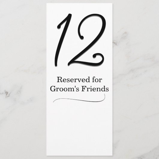 Tabelnummer bruiloft kaart (Achterkant)