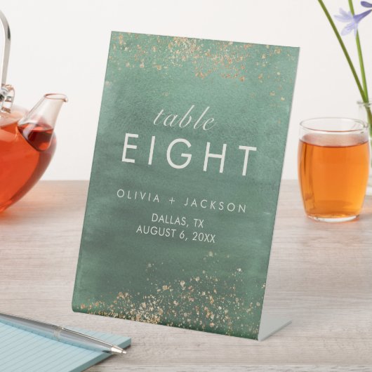 Tabelnummer Groen en goud Moderne Waterverf Reclamebord Met Voetstuk (Insitu)