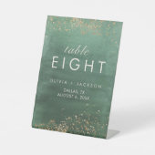 Tabelnummer Groen en goud Moderne Waterverf Reclamebord Met Voetstuk (Voorkant)