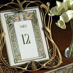 Tabelnummer Kaart Art Nouveau Mucha Deco Poster