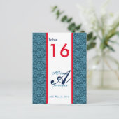 Tabelnummer Kaarten Damasblauw (Staand voorkant)