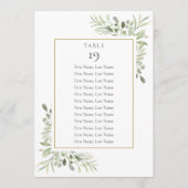 Tabelnummer legante Greenery Seating Chart Kaart (Voorkant)