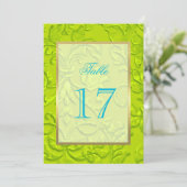 Tabelnummer Lime Green Damask met elke kleur Kaart (Staand voorkant)