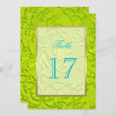 Tabelnummer Lime Green Damask met elke kleur Kaart (Voorkant / Achterkant)