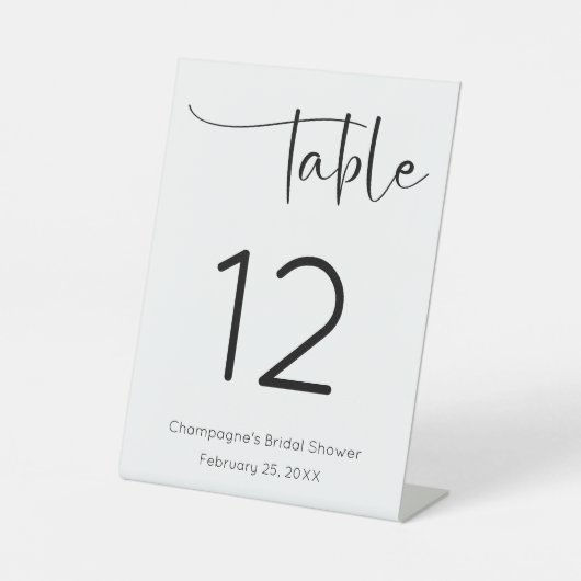 Tabelnummer Modern Script Vrijgezellenfeest Reclamebord Met Voetstuk (Voorkant)