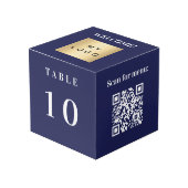 Tabelnummer QR-codemenu blauw bedrijf logo Kubus (Voorkant hoekig)