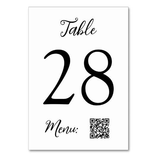 Tabelnummer QR-codenummer Weddenschap Kaart (Voorkant)