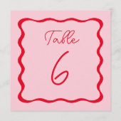 Tabelnummer roze en rode avy Wedding Square Menu (Achterkant)