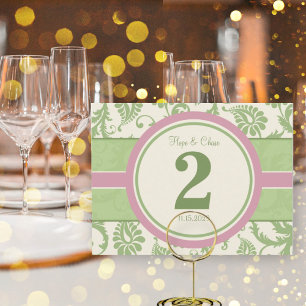 Tabelnummer Sage Green en Dusy Roos Briefkaart