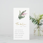 Tabelnummer Tropisch roze Floral Bedankkaart (Staand voorkant)