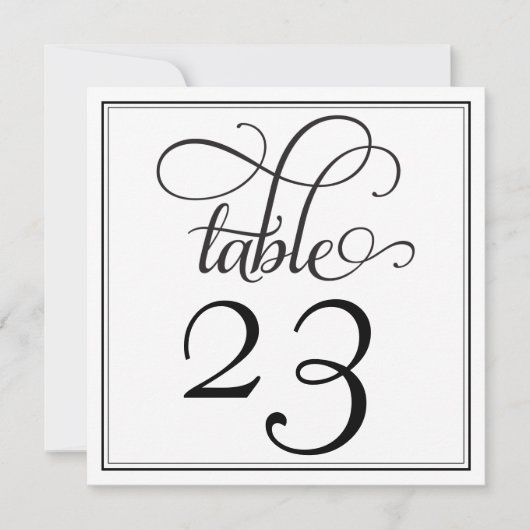 tabelnummer voor Black Curly-script Kaart (Voorkant)