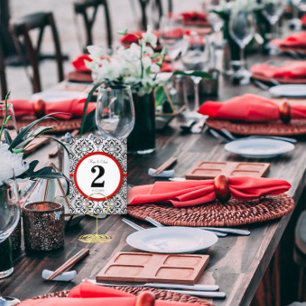 Tabelnummer zwart en zilver Damask Red Briefkaart
