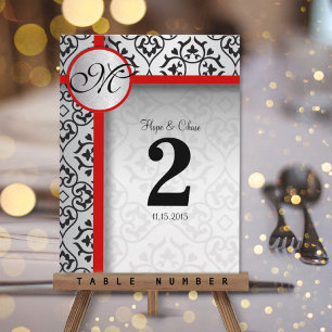 Tabelnummer zwart en zilver grijs Damask Red Briefkaart