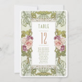 Tabelnummers  Art Nouveau Wedding Kaart (Voorkant)