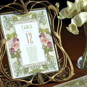 Tabelnummers  Art Nouveau Wedding Kaart