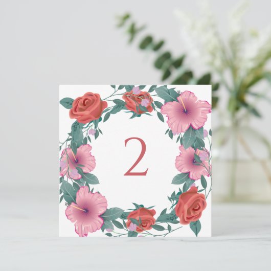 Tabelnummers bloemenrand feestdagenkaart (Staand voorkant)