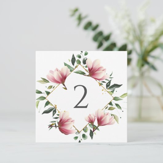 Tabelnummers bloemenrand feestdagenkaart (Staand voorkant)