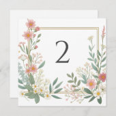 Tabelnummers bloemenrand feestdagenkaart (Voorkant / Achterkant)