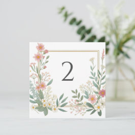 Tabelnummers bloemenrand feestdagenkaart