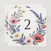 Tabelnummers bloemenrand feestdagenkaart (Voorkant / Achterkant)