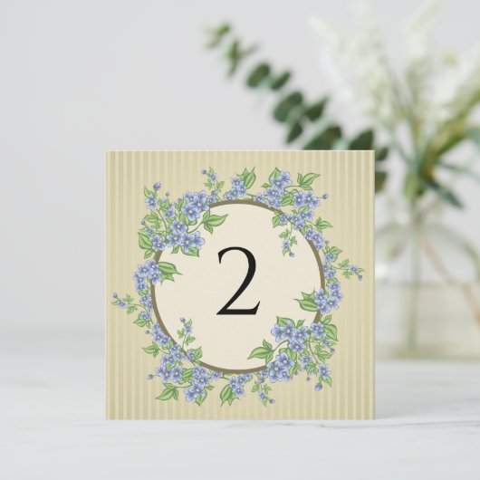 Tabelnummers bloemenrand feestdagenkaart (Staand voorkant)