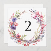 Tabelnummers bloemenrand feestdagenkaart (Voorkant / Achterkant)