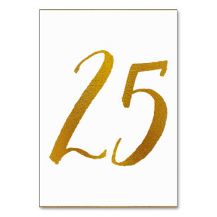 Tabelnummers - Casual penseelscripttypografie -25 Kaart