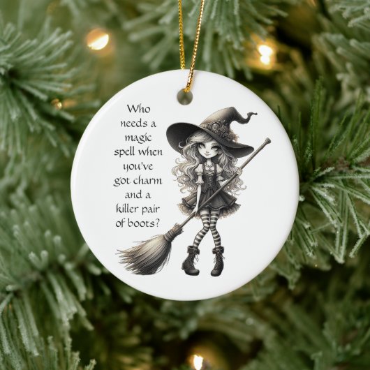 Tabitha en haar laarzen - Heks Keramisch Ornament (Boom)