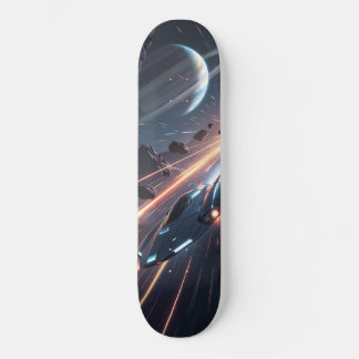 Tabla de Skate Aeronave con Meteoritos y Planeta Skateboard