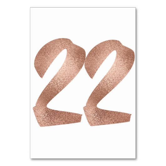 Table 22 Numéro de tableau Blanc Métallique Rose Or (Dos)