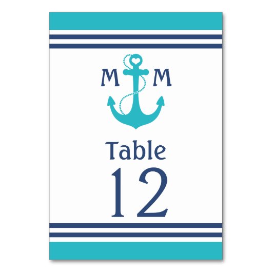 Table Ancre cardiaque Turquoise Numéro de tableau (Par défaut)