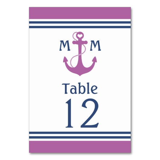 Table Ancre de coeur violet Numéro de tableau nautique (Par défaut)