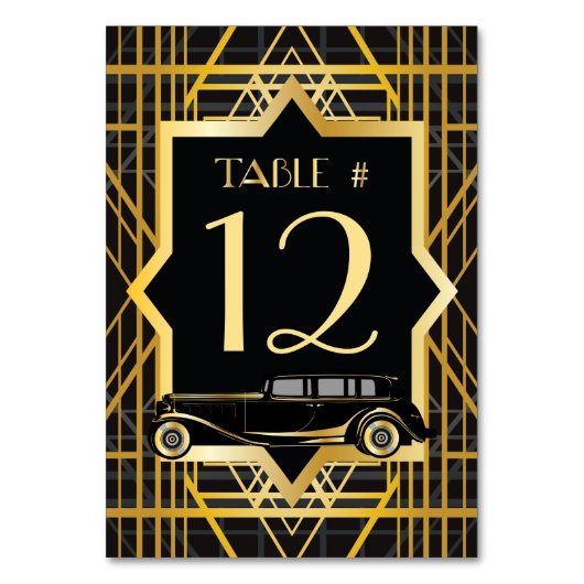 Table Années folles Gatsby Style Numéro de tableau (Dos)