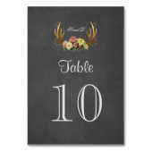 Table Antlers uniques Floral Chalk Mariage Numéro de tab (Dos)