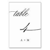 Table Appel de calligraphie romantique Mariage numéro 4, (Dos)