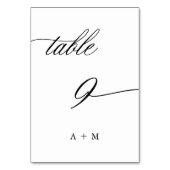 Table Appel de calligraphie romantique Mariage Numéro 9, (Dos)