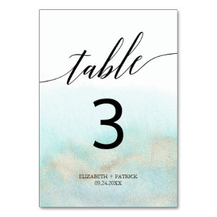 Table Aqua et Gold Watercolor Beach Numéro de tableau