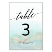 Table Aqua et Gold Watercolor Beach Numéro de tableau (Dos)