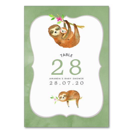 Table Aquarelle Baby shower à thème de fentes Numéro de  (Par défaut)