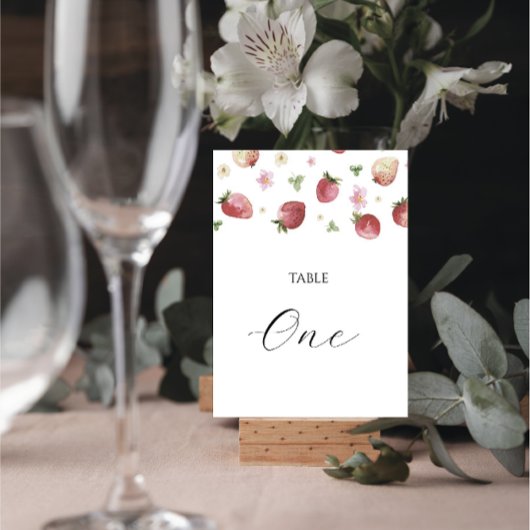 Table Aquarelle Baby shower fraise Numéro de tableau