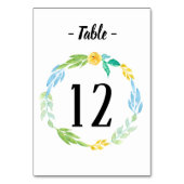 Table Aquarelle Bleu de mer Mariage Floral Numéro de tab (Dos)