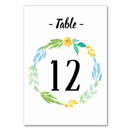 Table Aquarelle Bleu de mer Mariage Floral Numéro de tab (Par défaut)