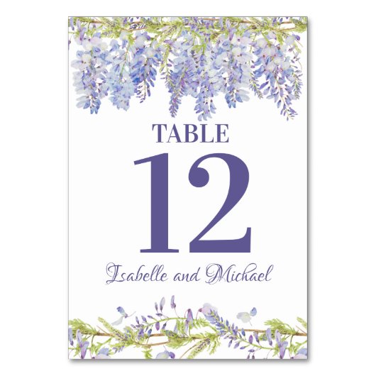 Table Aquarelle bleu violet Mariage floral Numéro de tab (Par défaut)
