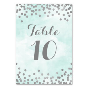 Table Aquarelle Bleue Confetti Argent Numéro de tableau
