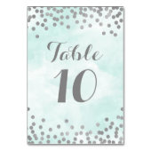 Table Aquarelle Bleue Confetti Argent Numéro de tableau (Dos)