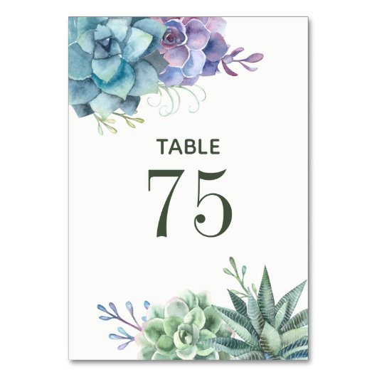 Table Aquarelle Cactus Succulents Mariage Numéro de tabl (Par défaut)