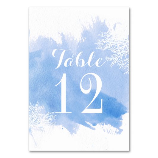 Table Aquarelle corail récif bleu mariage numéro de tabl (Par défaut)