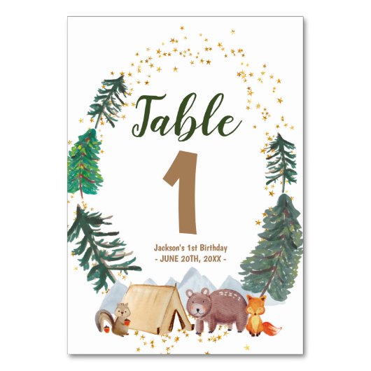 Table Aquarelle Happy Camper 1er Anniversaire Numéro de  (Par défaut)