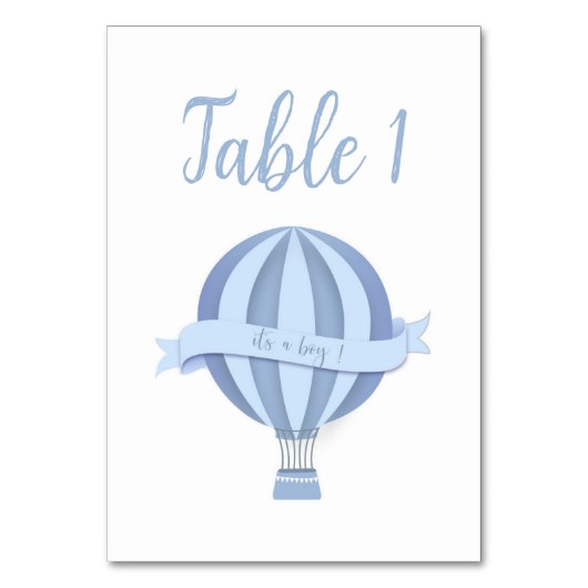 Table Baby shower Blue Hot Air Balloon Boy Numéro de tab (Par défaut)