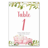 Table Baby shower de camion Citrouille rose Numéro de ta (Dos)